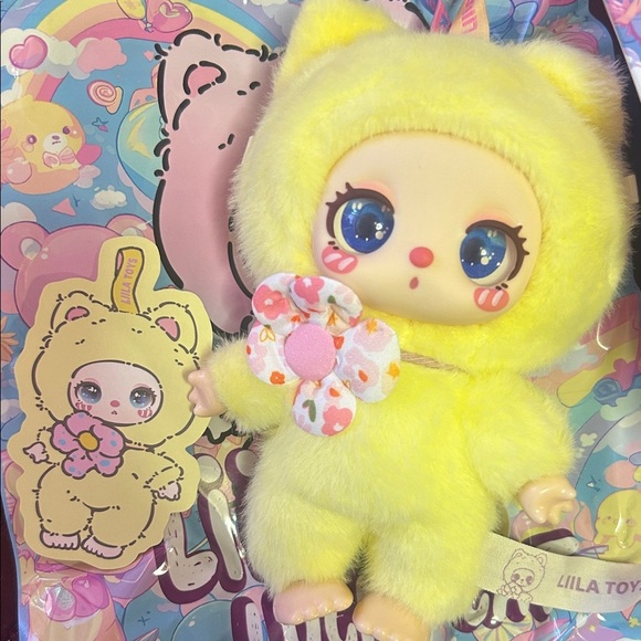 Yellow Plush Doll with Floral Detail - Picture 6 of 7